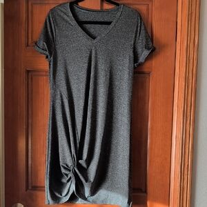 Gray V-Neck Knotted Dress